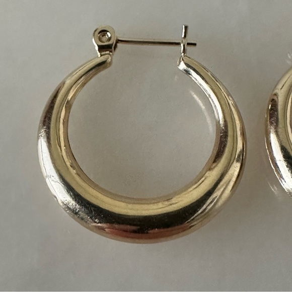 14k Solid Gold Polished Hoop Earrings - Picture 9 of 13
